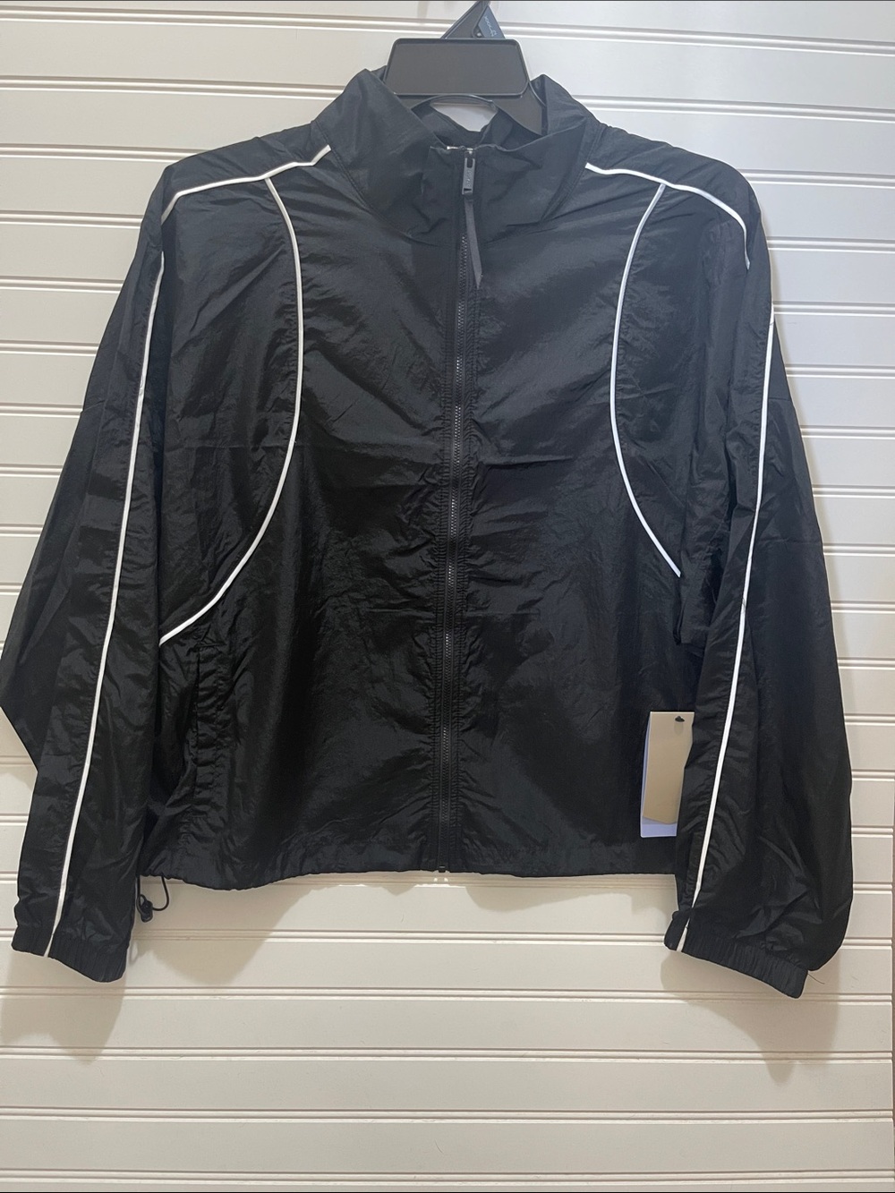 Avia Black Utility Windbreaker Tennis 🎾 Jacket with White Piping